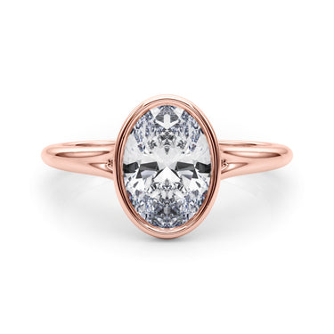 Bezel Set Oval Solitaire Engagement Ring – Oval Lab Diamond Engagement Ring in 18K Gold | Just Brilliant – view 11