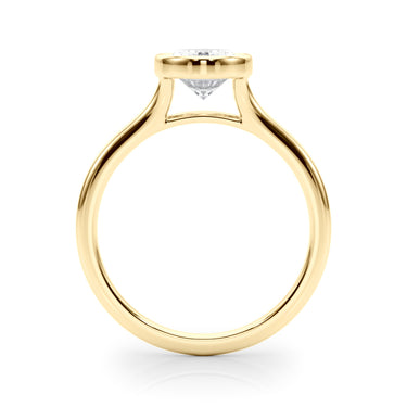 Bezel Set Oval Solitaire Engagement Ring – Oval Lab Diamond Engagement Ring in 18K Gold | Just Brilliant – angle view