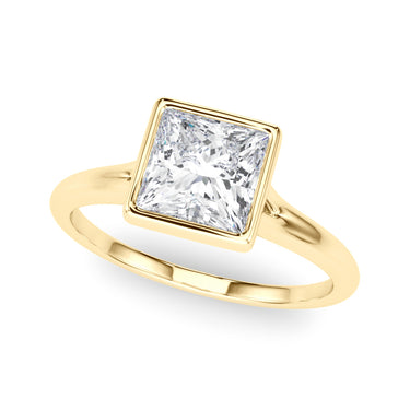 Bezel Set Princess Cut Solitaire Engagement Ring – Princess Cut Lab Diamond Engagement Ring in 18K Gold | Just Brilliant –...
