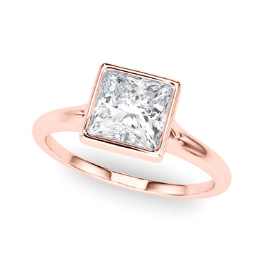 Bezel Set Princess Cut Solitaire Engagement Ring – Princess Cut Lab Diamond Engagement Ring in 18K Gold | Just Brilliant –...