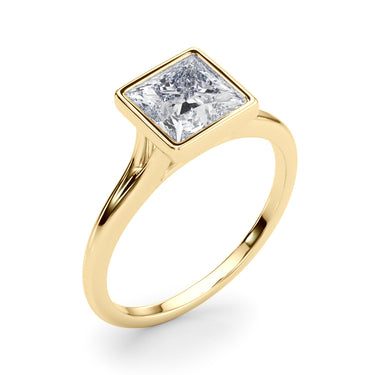 Bezel Set Princess Cut Solitaire Engagement Ring – Princess Cut Lab Diamond Engagement Ring in 18K Gold | Just Brilliant –...