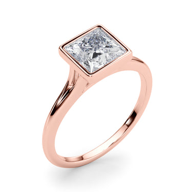 Bezel Set Princess Cut Solitaire Engagement Ring – Princess Cut Lab Diamond Engagement Ring in 18K Gold | Just Brilliant –...