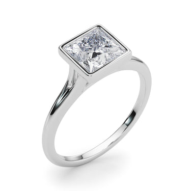 Bezel Set Princess Cut Solitaire Engagement Ring – Princess Cut Lab Diamond Engagement Ring in 18K Gold | Just Brilliant –...