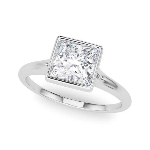 Bezel Set Princess Cut Solitaire Engagement Ring