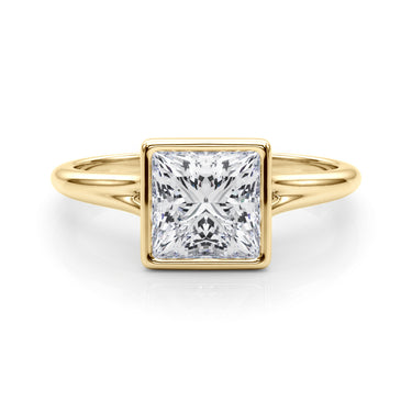 Bezel Set Princess Cut Solitaire Engagement Ring – Princess Cut Lab Diamond Engagement Ring in 18K Gold | Just Brilliant –...