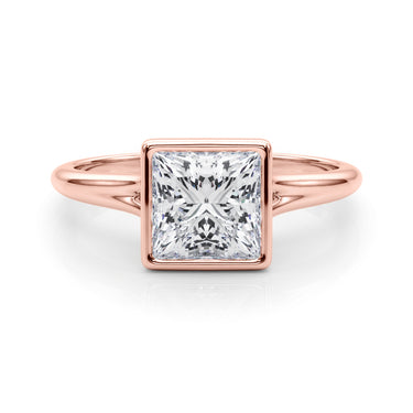 Bezel Set Princess Cut Solitaire Engagement Ring – Princess Cut Lab Diamond Engagement Ring in 18K Gold | Just Brilliant –...