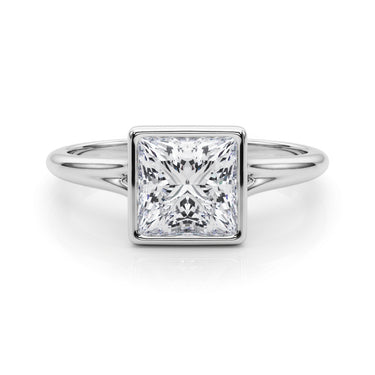 Bezel Set Princess Cut Solitaire Engagement Ring – Princess Cut Lab Diamond Engagement Ring in 18K Gold | Just Brilliant –...