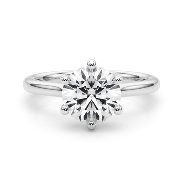 6-Prong Round Solitaire Engagement Ring – Round Lab Diamond Engagement Ring in 18K Gold | Just Brilliant – close-up view