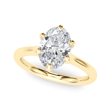 6-Prong Oval Solitaire Engagement Ring – Oval Lab Diamond Engagement Ring in 18K Gold | Just Brilliant – angle view