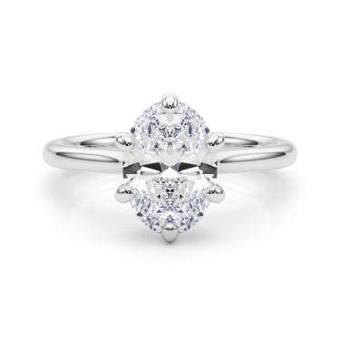 6-Prong Oval Solitaire Engagement Ring – Oval Lab Diamond Engagement Ring in 18K Gold | Just Brilliant – close-up view