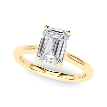 Solitaire Emerald Cut Engagement Ring – Emerald Cut Emerald Engagement Ring in 18K Gold | Just Brilliant – angle view