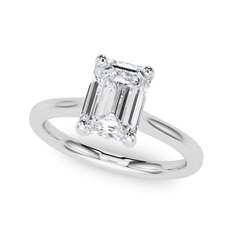Solitaire Emerald Cut Engagement Ring – Emerald Cut Emerald & Lab Diamond Engagement Ring in 18K Gold | Just Brilliant
