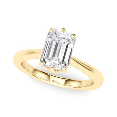 6-Prong Solitaire Emerald Cut Engagement Ring – Emerald Cut Emerald Engagement Ring in 18K Gold | Just Brilliant – angle view