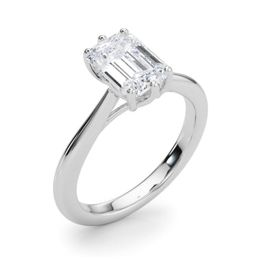 6-Prong Solitaire Emerald Cut Engagement Ring – Emerald Cut Emerald Engagement Ring in 18K Gold | Just Brilliant – close-u...