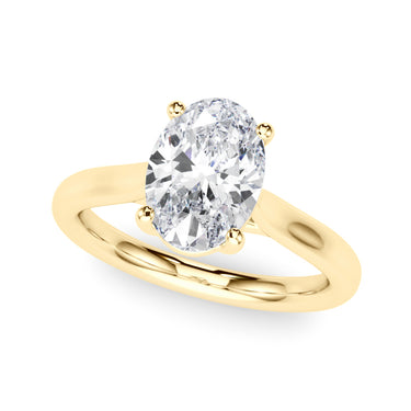 Solitaire Oval Engagement Ring – Oval Lab Diamond Engagement Ring in 18K Gold | Just Brilliant – angle view