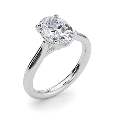Solitaire Oval Engagement Ring – Oval Lab Diamond Engagement Ring in 18K Gold | Just Brilliant – close-up view