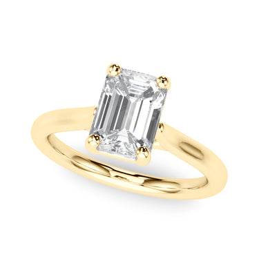 Solitaire Emerald Cut Engagement Ring – Emerald Cut Emerald Engagement Ring in 18K Gold | Just Brilliant – angle view