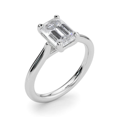Solitaire Emerald Cut Engagement Ring – Emerald Cut Emerald Engagement Ring in 18K Gold | Just Brilliant – close-up view