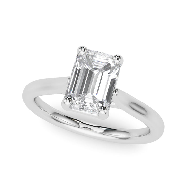 Solitaire Emerald Cut Engagement Ring – Emerald Cut Emerald & Lab Diamond Engagement Ring in 18K Gold | Just Brilliant