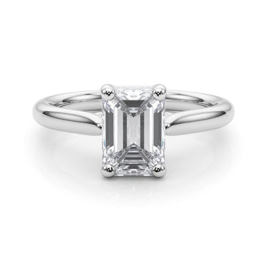 Solitaire Emerald Cut Engagement Ring – Emerald Cut Emerald Engagement Ring in 18K Gold | Just Brilliant – lifestyle view