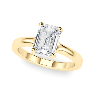 Solitaire Emerald Cut – Emerald Cut Emerald Jewelry in 18K Gold | Just Brilliant – angle view