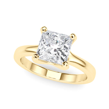 Solitaire Princess Cut Engagement Ring – Princess Cut Lab Diamond Engagement Ring in 18K Gold | Just Brilliant – angle view