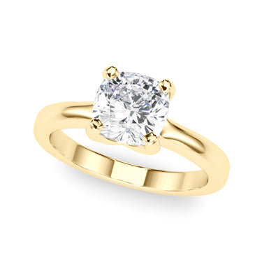 Solitaire Cushion Engagement Ring – Cushion Lab Diamond Engagement Ring in 18K Gold | Just Brilliant – angle view