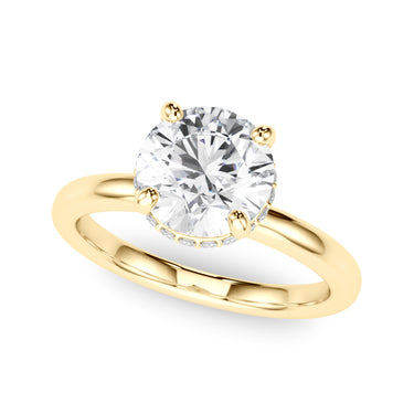 Double Hidden Halo Round Engagement Ring – Round Lab Diamond Engagement Ring in 18K Gold | Just Brilliant – angle view