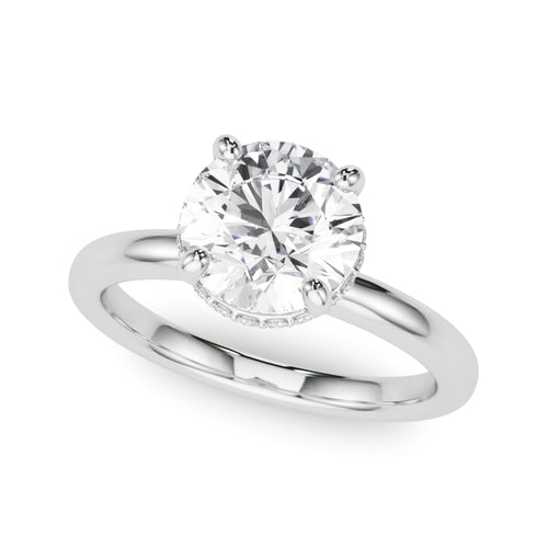 Double Hidden Halo Round Engagement Ring