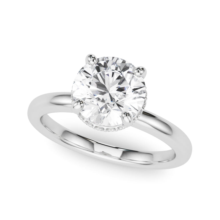 Double Hidden Halo Round Engagement Ring – Radiant Lab Diamond Engagement Ring in 18K Gold | Just Brilliant