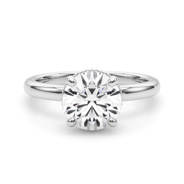 Double Hidden Halo Round Engagement Ring – Round Lab Diamond Engagement Ring in 18K Gold | Just Brilliant – close-up view