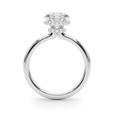 Double Hidden Halo Round Engagement Ring – Round Lab Diamond Engagement Ring in 18K Gold | Just Brilliant – detail view