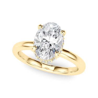 Double Hidden Halo Oval Engagement Ring – Oval Lab Diamond Engagement Ring in 18K Gold | Just Brilliant – angle view