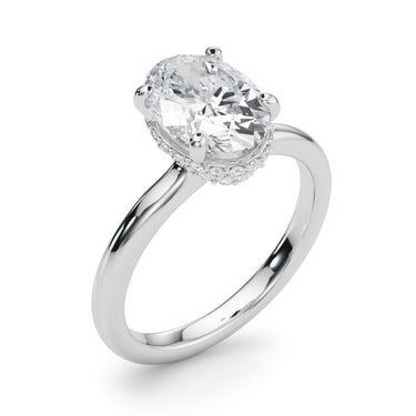 Double Hidden Halo Oval Engagement Ring – Oval Lab Diamond Engagement Ring in 18K Gold | Just Brilliant – lifestyle view