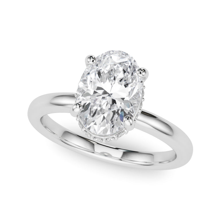 Double Hidden Halo Oval Engagement Ring – Oval Lab Diamond Engagement Ring in 18K Gold | Just Brilliant