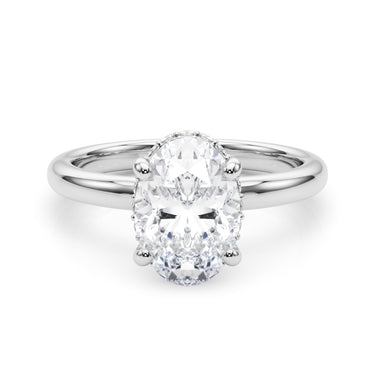 Double Hidden Halo Oval Engagement Ring – Oval Lab Diamond Engagement Ring in 18K Gold | Just Brilliant – close-up view