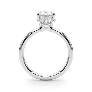 Double Hidden Halo Oval Engagement Ring – Oval Lab Diamond Engagement Ring in 18K Gold | Just Brilliant – detail view