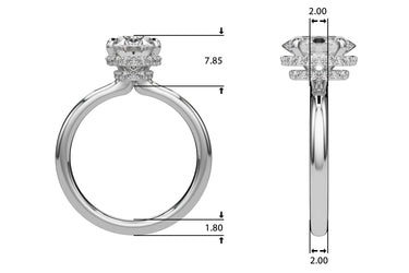 Double Hidden Halo Oval Engagement Ring – Oval Lab Diamond Engagement Ring in 18K Gold | Just Brilliant – side view