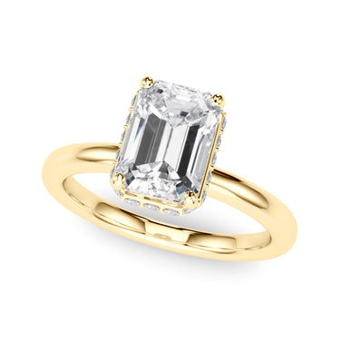 Double Hidden Halo Emerald Cut Engagement Ring – Emerald Cut Emerald Engagement Ring in 18K Gold | Just Brilliant – angle ...