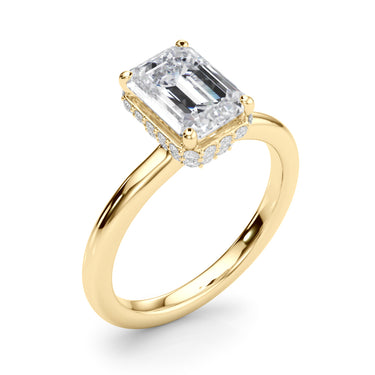 Double Hidden Halo Emerald Cut Engagement Ring – Emerald Cut Emerald Engagement Ring in 18K Gold | Just Brilliant – view 9