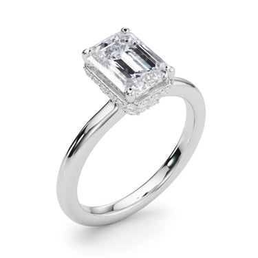 Double Hidden Halo Emerald Cut Engagement Ring – Emerald Cut Emerald Engagement Ring in 18K Gold | Just Brilliant – lifest...