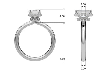 Double Hidden Halo Emerald Cut Engagement Ring – Emerald Cut Emerald Engagement Ring in 18K Gold | Just Brilliant – side view