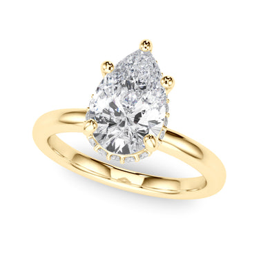 Double Hidden Halo Pear Engagement Ring – Pear-Shaped Lab Diamond Engagement Ring in 18K Gold | Just Brilliant – angle view