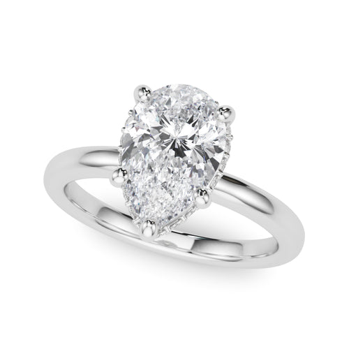 Double Hidden Halo Pear Engagement Ring