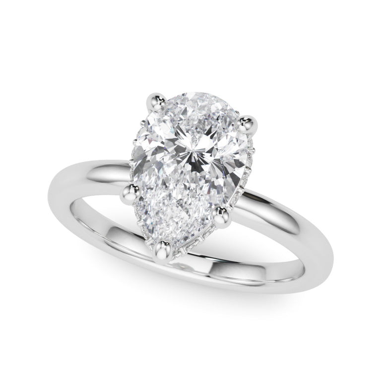 Double Hidden Halo Pear Engagement Ring – Pear-Shaped Lab Diamond Engagement Ring in 18K Gold | Just Brilliant