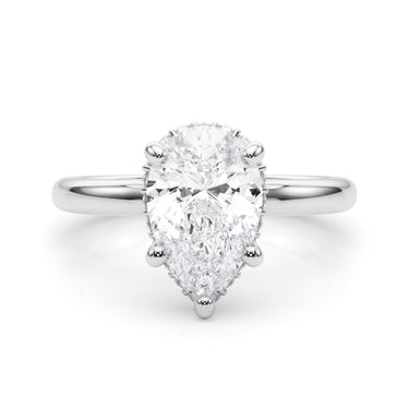 Double Hidden Halo Pear Engagement Ring – Pear-Shaped Lab Diamond Engagement Ring in 18K Gold | Just Brilliant – close-up ...