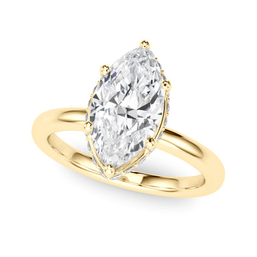 Double Hidden Halo Marquise Engagement Ring – Marquise Lab Diamond Engagement Ring in 18K Gold | Just Brilliant – angle view