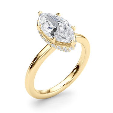 Double Hidden Halo Marquise Engagement Ring – Marquise Lab Diamond Engagement Ring in 18K Gold | Just Brilliant – view 9