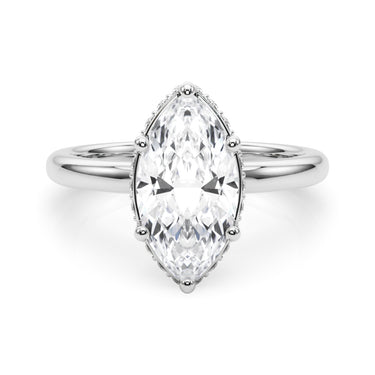 Double Hidden Halo Marquise Engagement Ring – Marquise Lab Diamond Engagement Ring in 18K Gold | Just Brilliant – close-up...