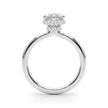 Double Hidden Halo Marquise Engagement Ring – Marquise Lab Diamond Engagement Ring in 18K Gold | Just Brilliant – detail view